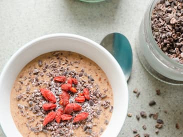 Gachas de avena con chocolate y coco