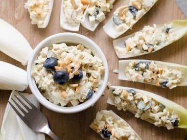 Chicory witloof boats with chicken curry salad