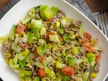 One pot ground beef and leek dish