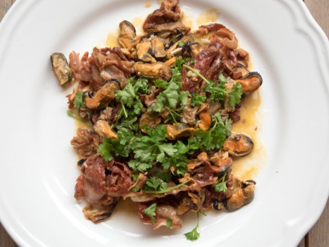 Mossels met Bacon in Lemon-Kokos saus