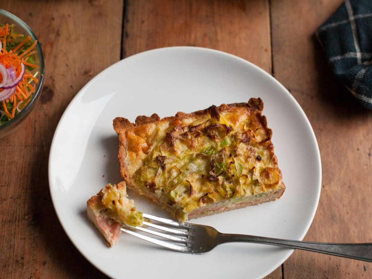 Paleo salmon leek quiche