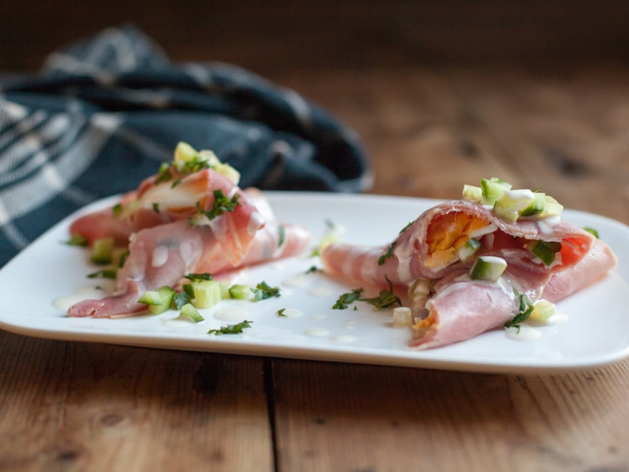 Envolturas de jamón con huevo