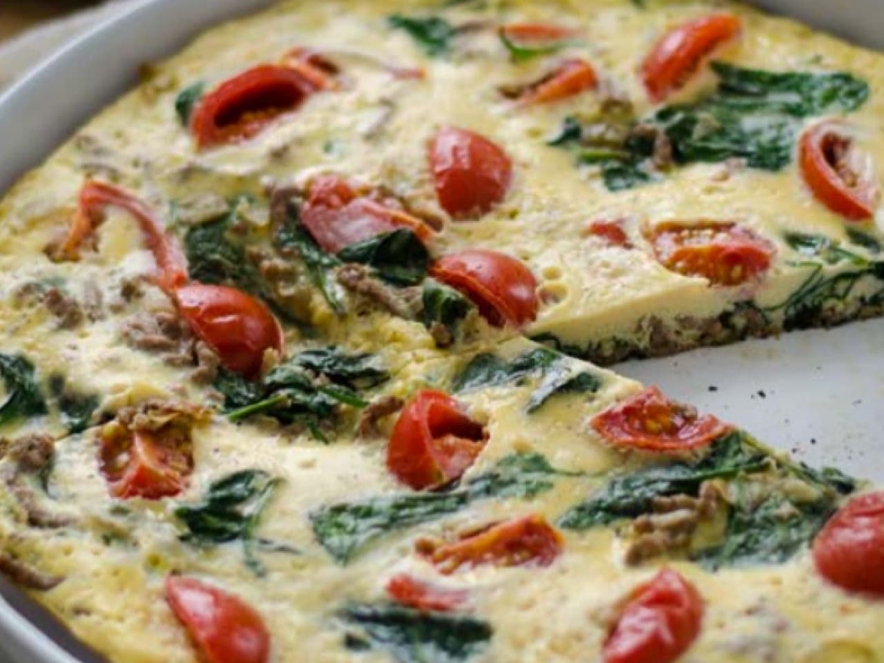 Frittata de espinacas picadas