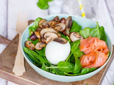 Breakfast bowl with smoked salmon
