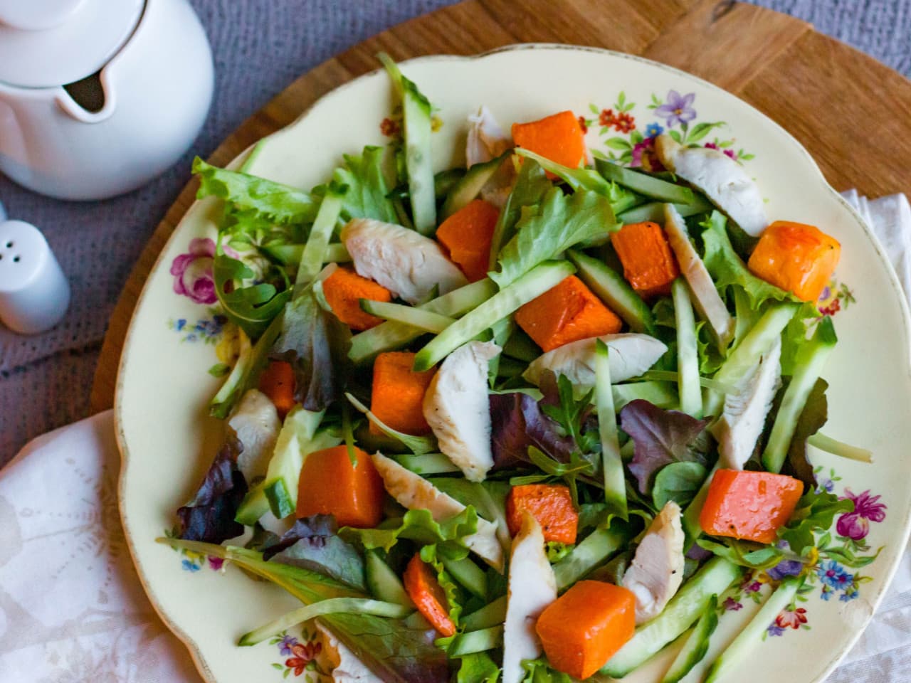 Geroosterde pompoen met salade