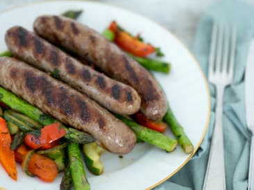 Sausages with green cauliflower couscous