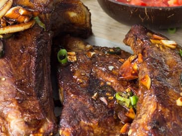 Costillas picantes con calabaza asada