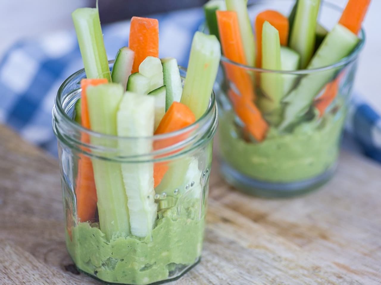 Vegetable sticks with avocado dip