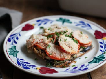 Plato de horno con espinacas y berenjenas