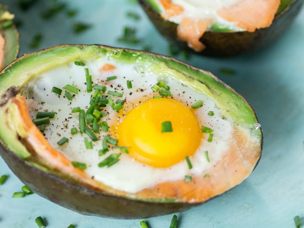 Avocado with smoked salmon and egg