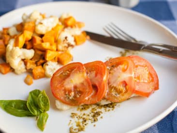 Bacalao al horno con pesto