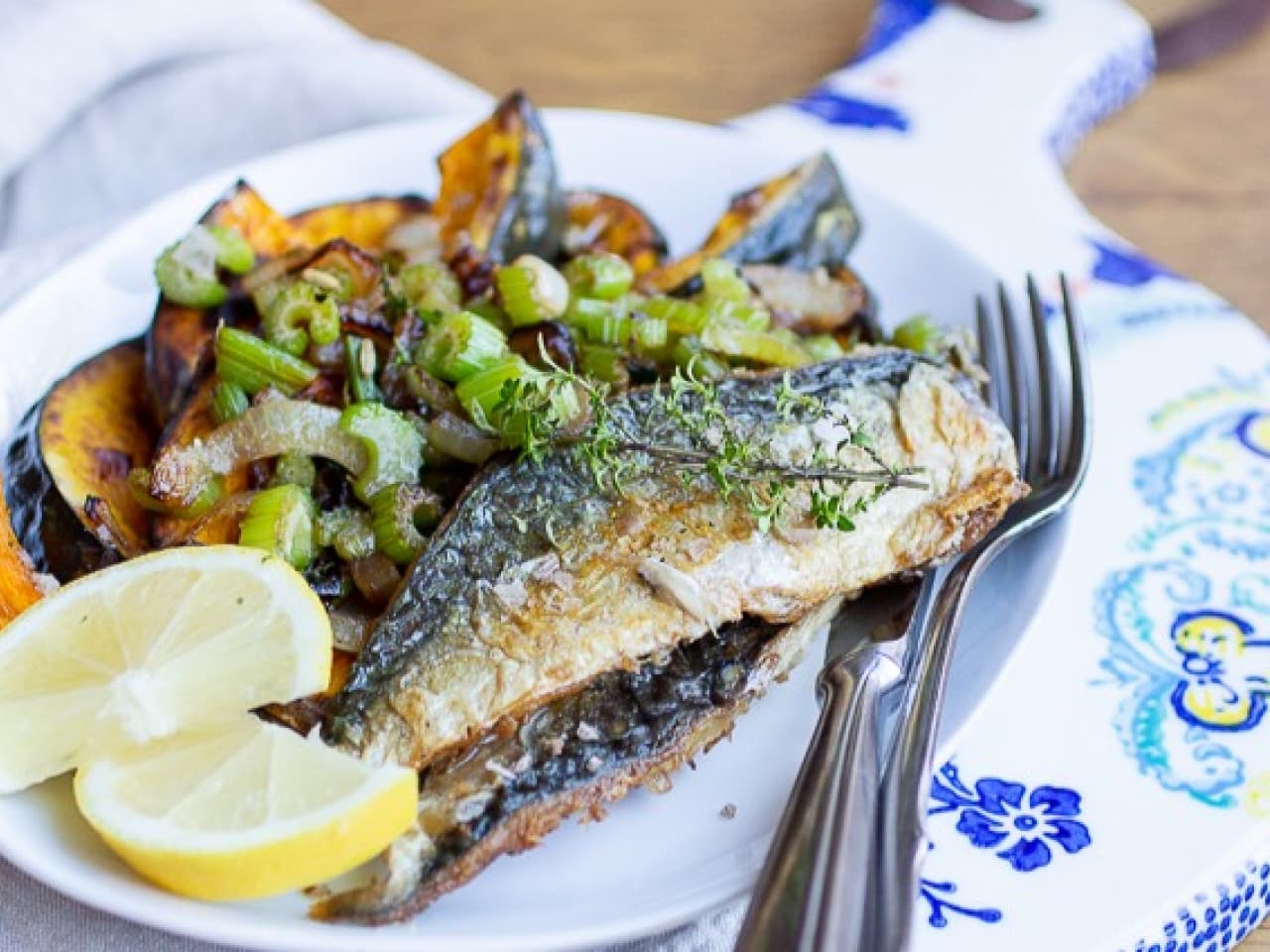 Mackerel with autumn vegetables