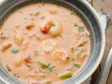 Sopa oriental con camarones