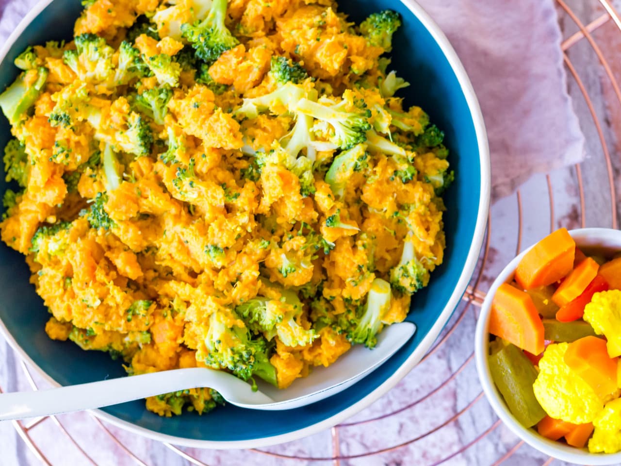 Sweet potato-broccoli mash with an Indian twist