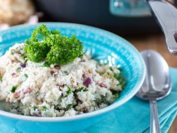 Risotto con chorizo y tocino