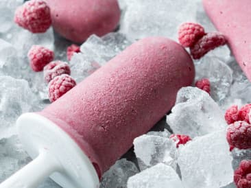 Cashew and raspberry ice lollies