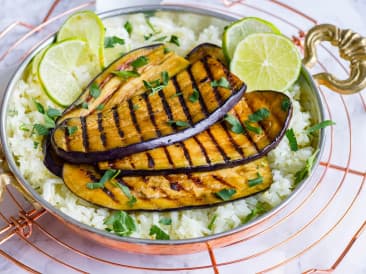 Teriyaki eggplant with cauliflower rice