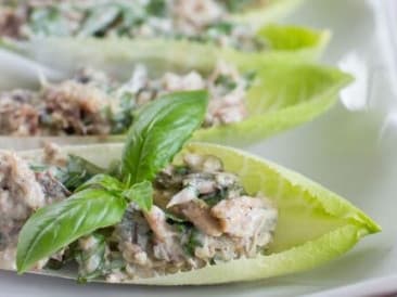 Chicory boats with sardines