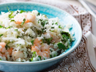 Herb rice with shrimps