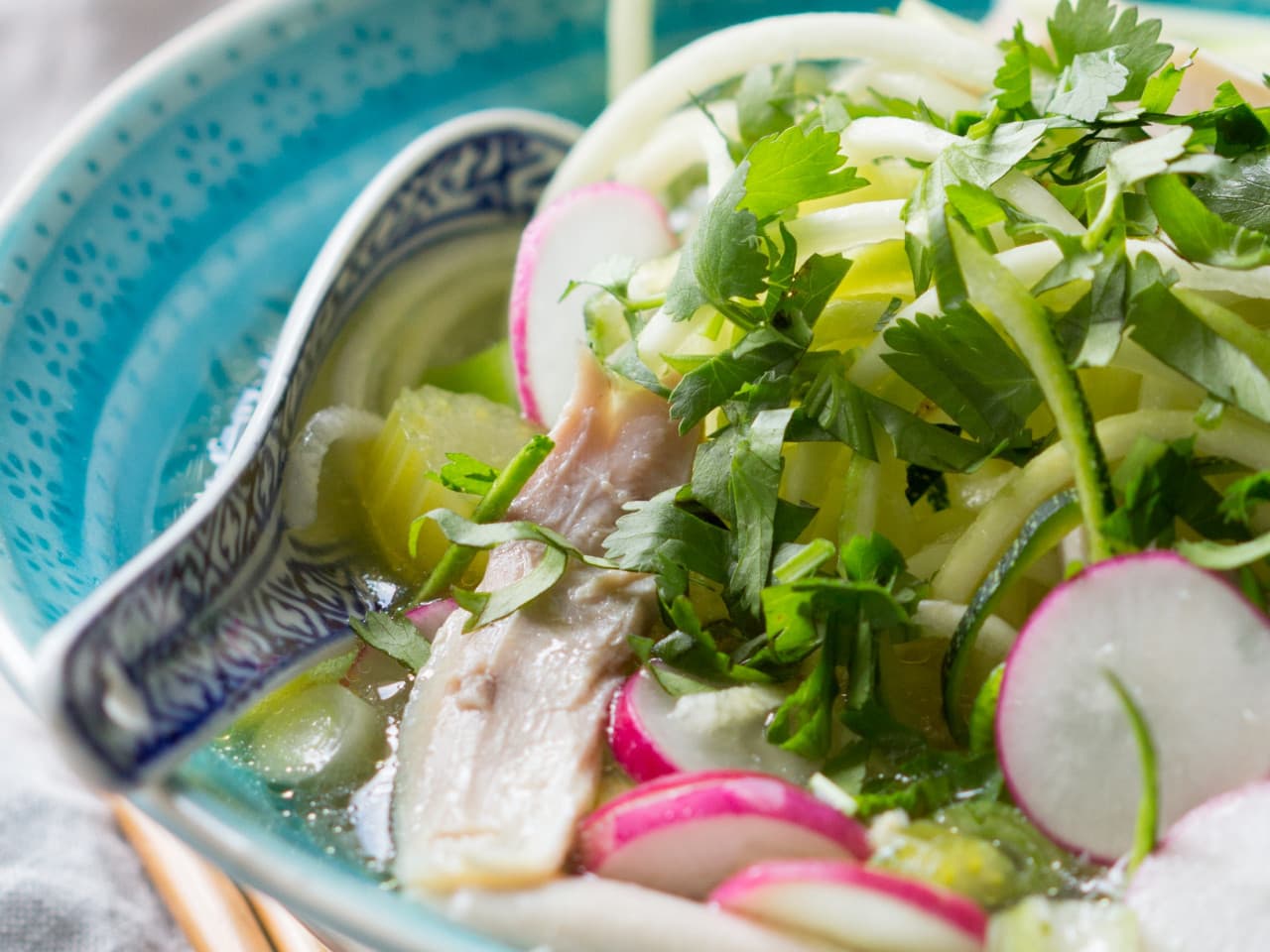 Chicken noodle soup with coriander