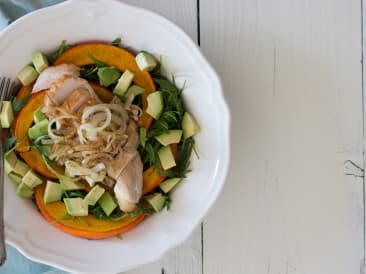 Pumpkin salad with chicken