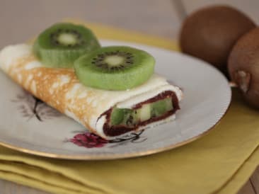 Eiwraps met chococrème en kiwi