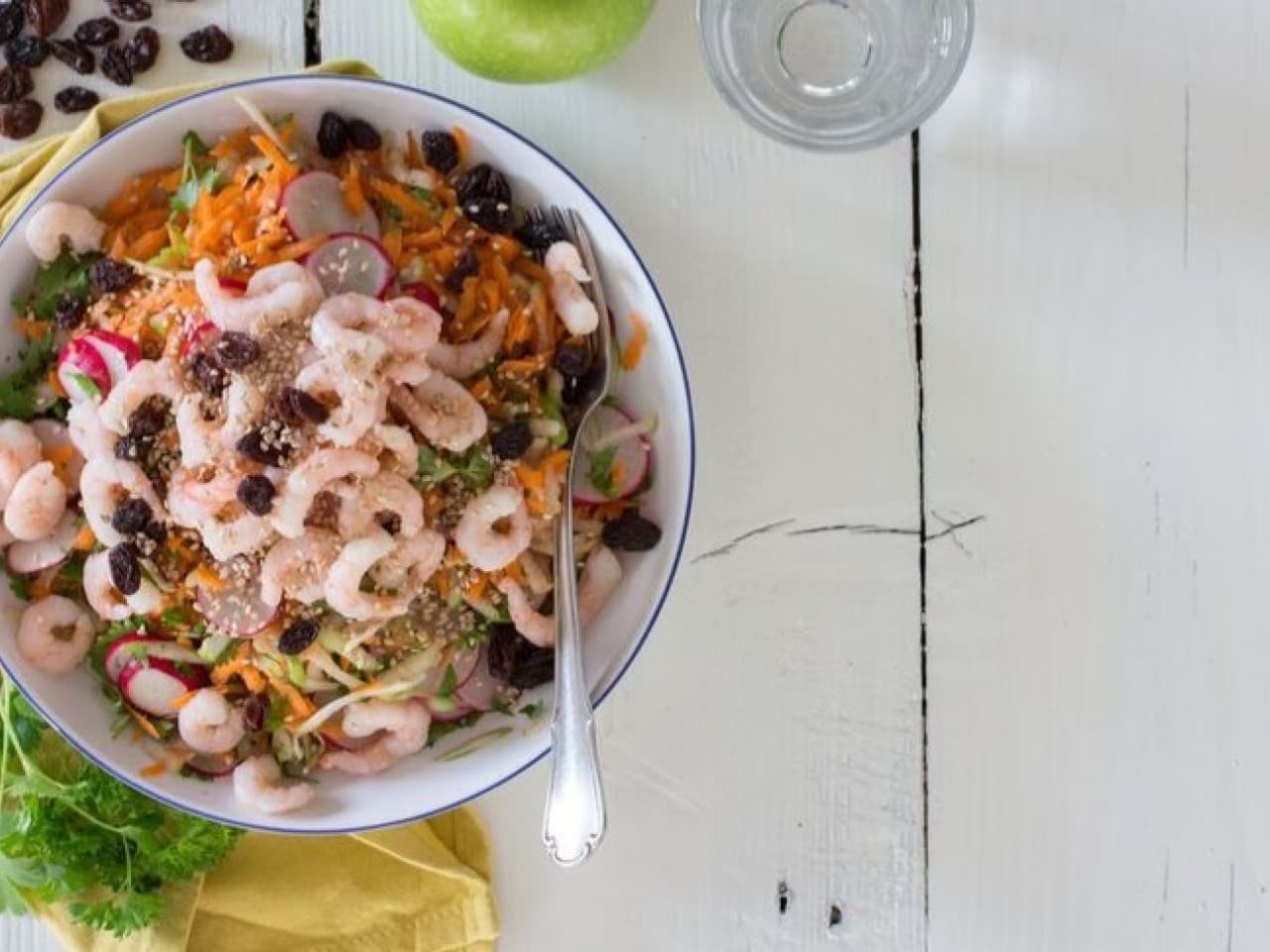 Ensalada agridulce con gambas