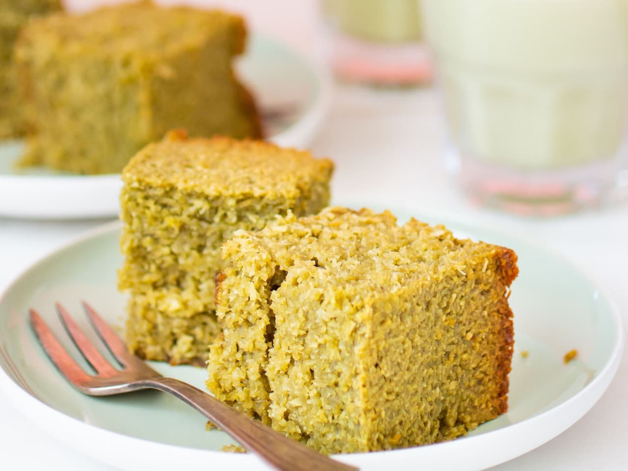 Gâteau à la noix de coco au matcha