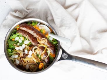 Arugula mash with sausage