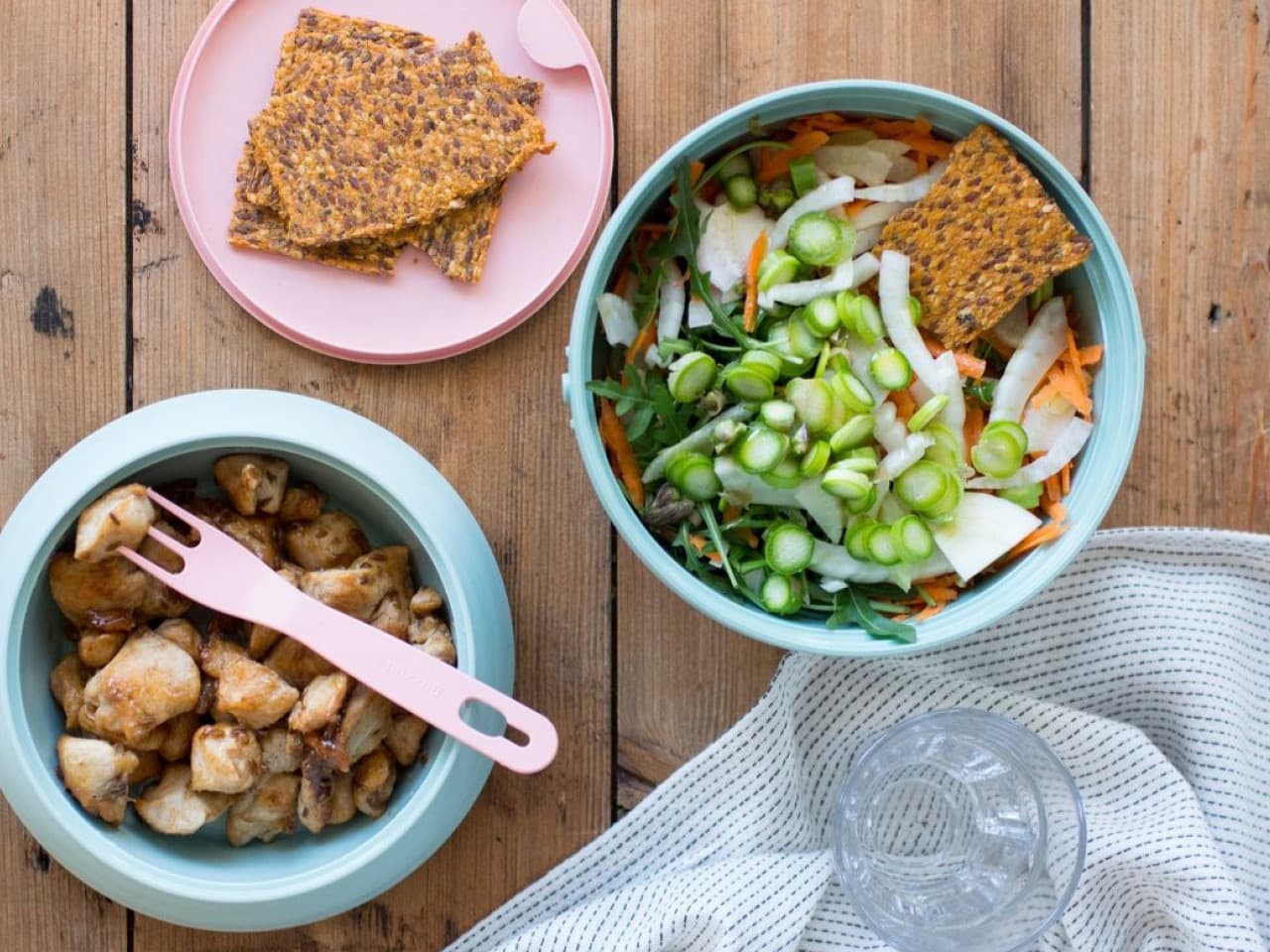 Spring salad with fried chicken