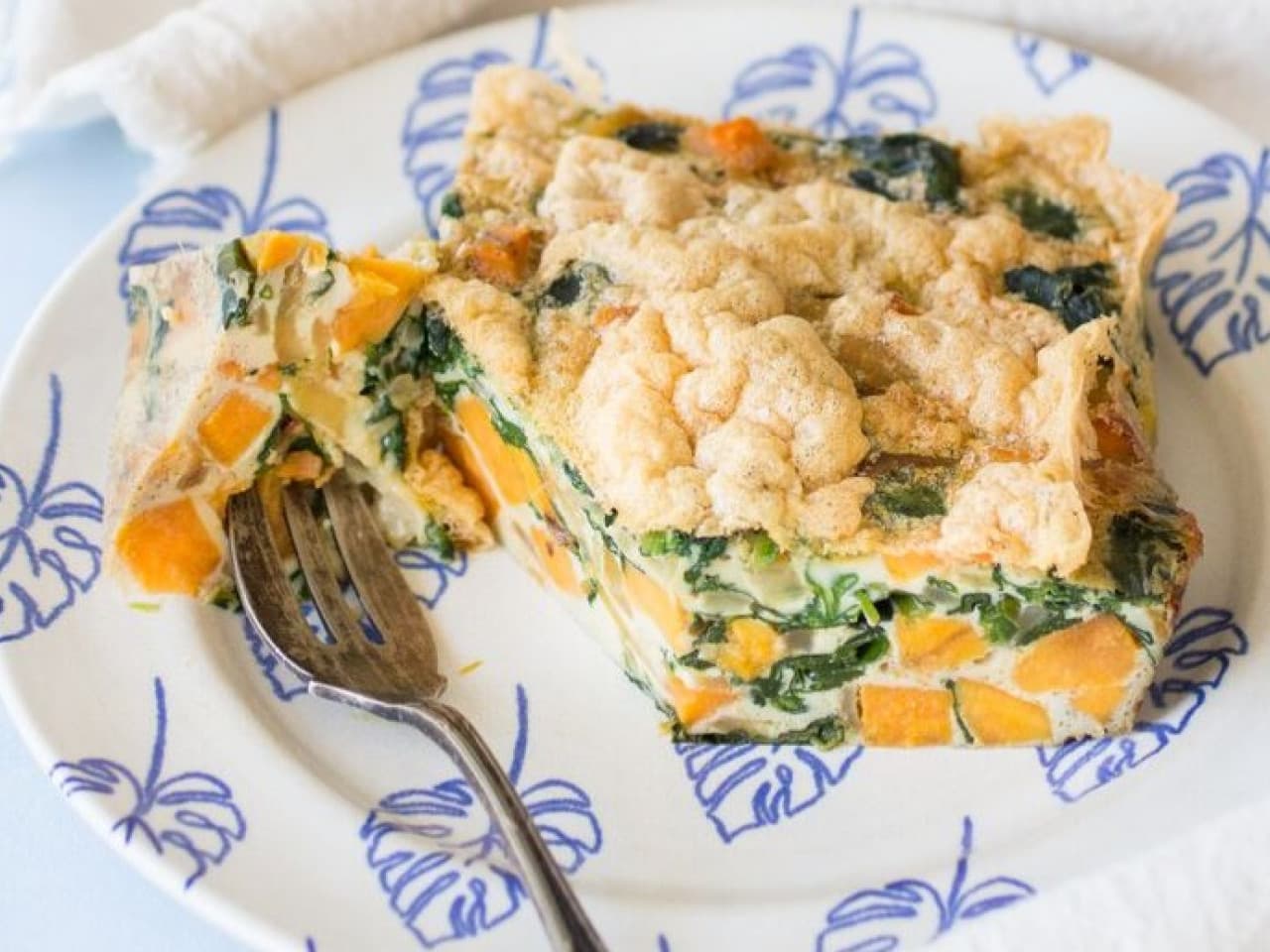 Frittata aux patates douces et aux épinards