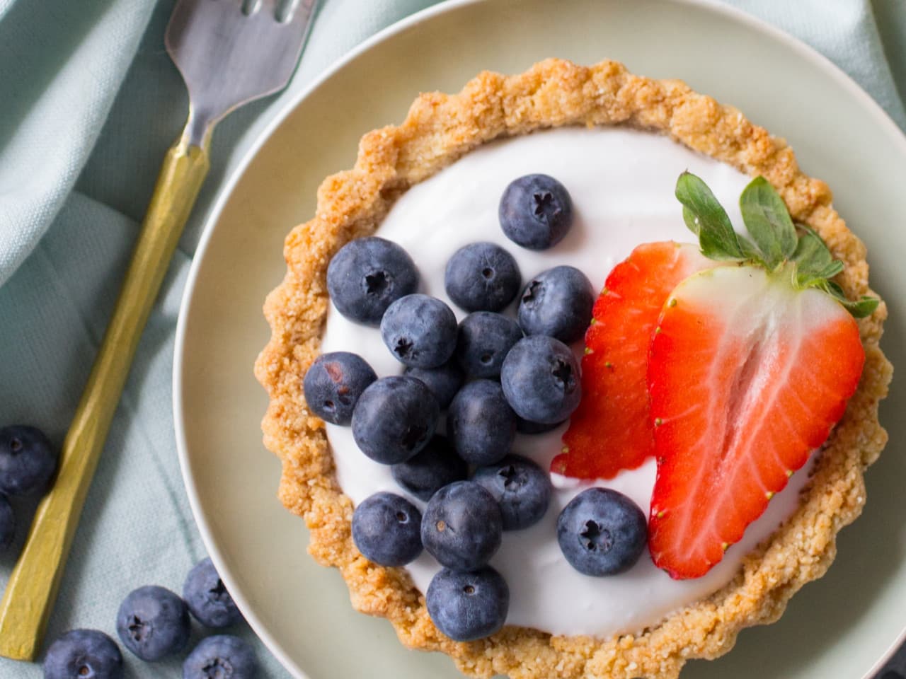 Luxury breakfast cakes with coconut yogurt
