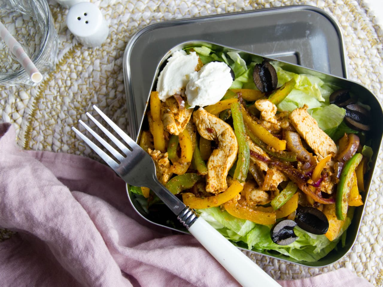 Ensalada de fajitas de pollo