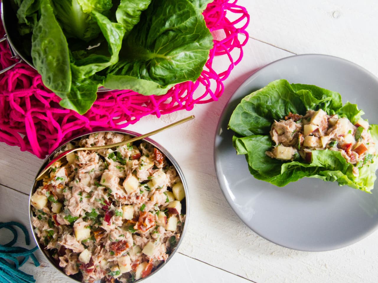Tuna salad in lettuce wraps