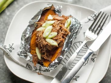 Patate douce farcie au porc effiloché