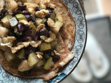 Pannenkoek met warme peer & chocolade