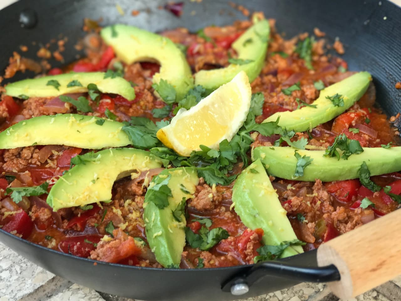 Wok mexicano con carne picada