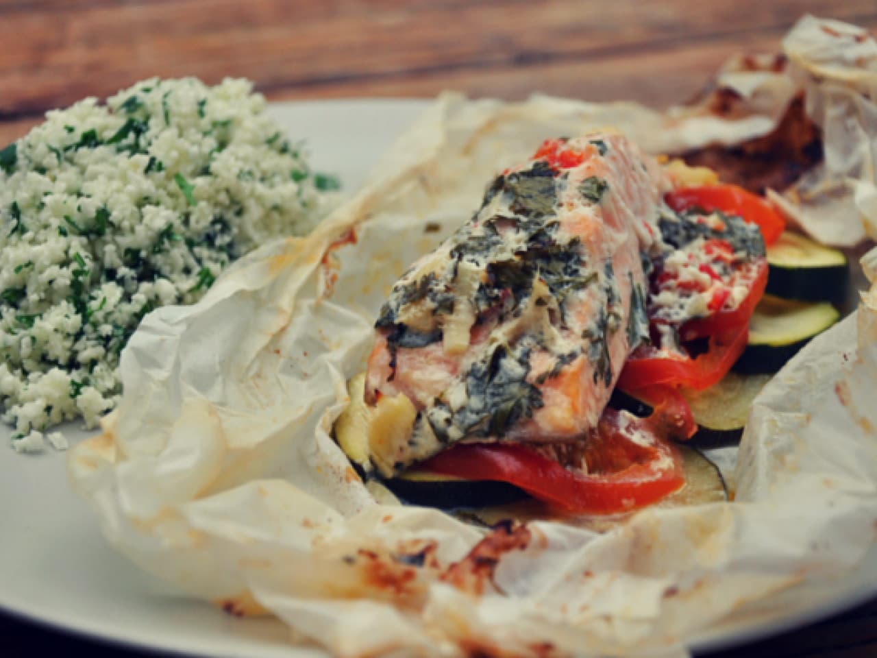 Asian salmon and papillotte