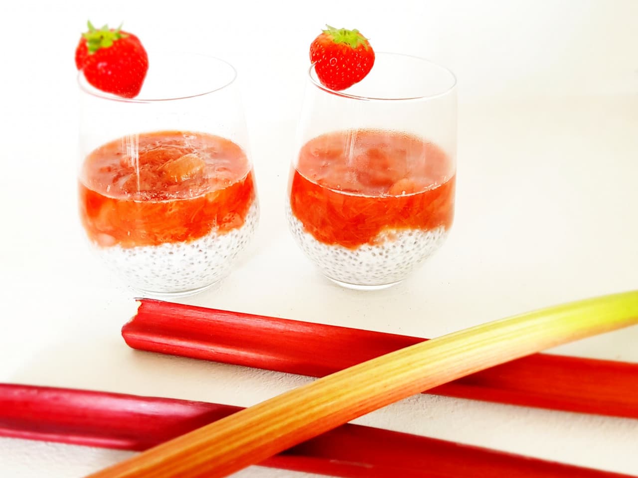 Chia pudding with rhubarb compote