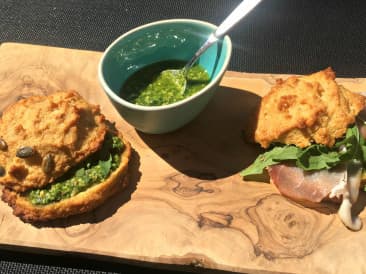 Baking rolls with arugula pesto