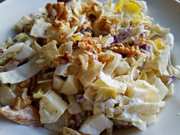 Chicory, chicken, walnut salad