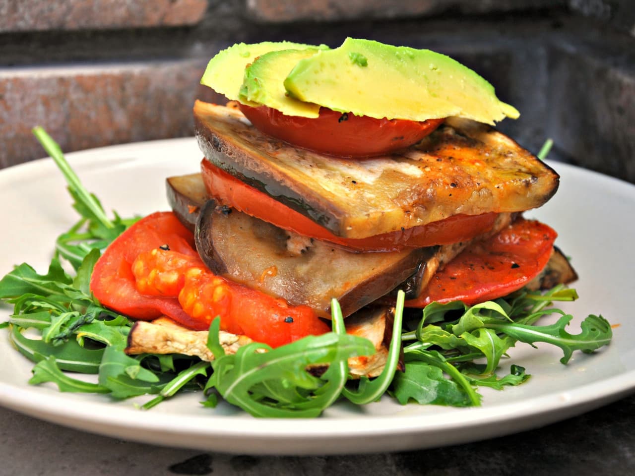 Lasagna of grilled aubergine and tomato