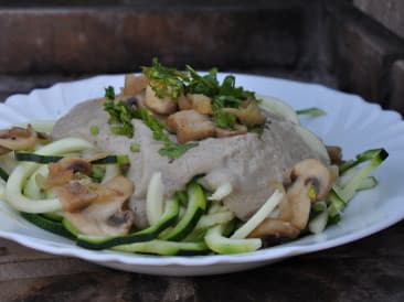 Noodles with mushroom cream sauce