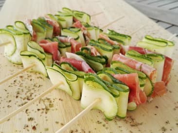 Éventail de courgettes au jambon