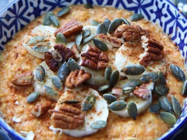 Calentar avena con calabaza