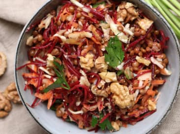 Earthy salad of carrot, beetroot & lentils