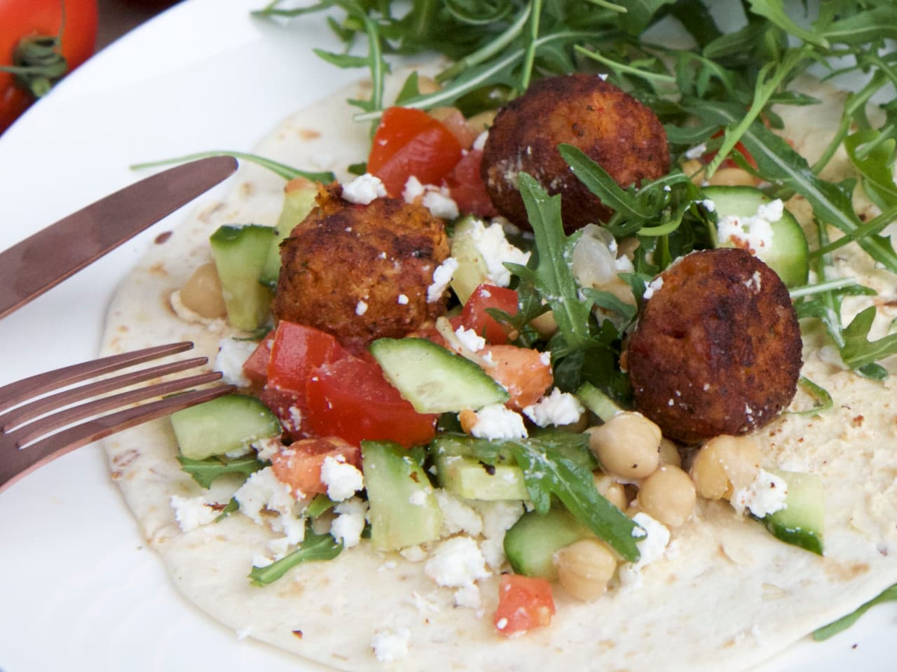 Falafel rápido en una envoltura