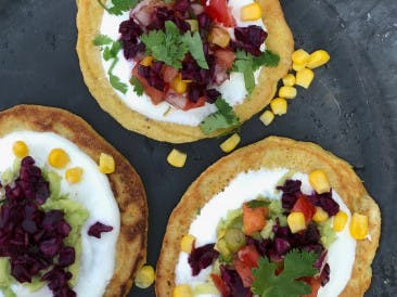 Corn pancakes with Mexican twist
