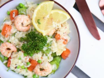 Risotto fresco con gambas