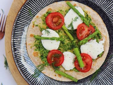 Tortizza con mozzarella y pesto casero!